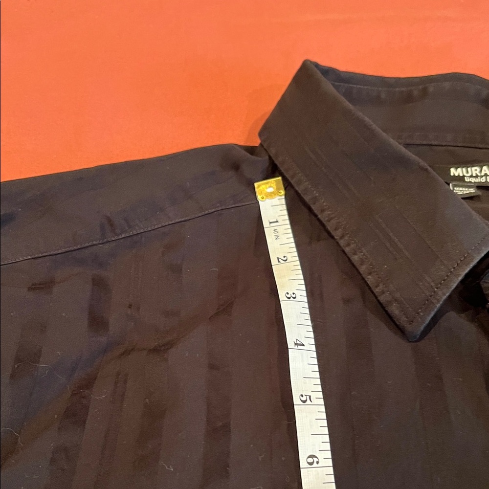 Murano Men's black Striped Button Down Shirt - Picture 6 of 7
